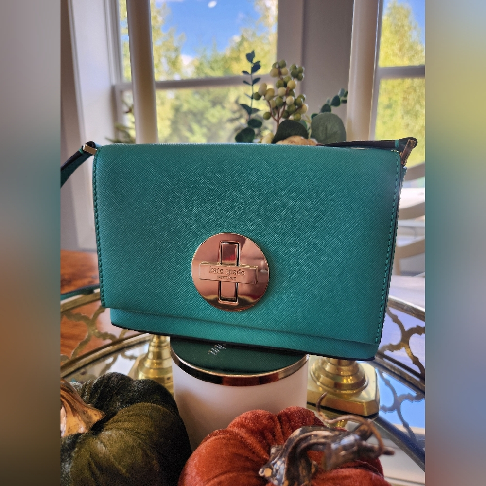 Kate Spade Teal Crossbody Bag with Gold Accent